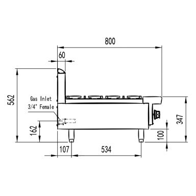 COOKRITE AT80G8B-C BENCHTOP GAS OPEN 8 BURNER