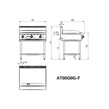 COOKRITE AT80G9G-F 900MM GAS GRIDDLE