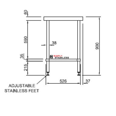 Simply Stainless SS01.2400 LB  Stainless Work Bench Leg Brace Include lg brace- 2400mm