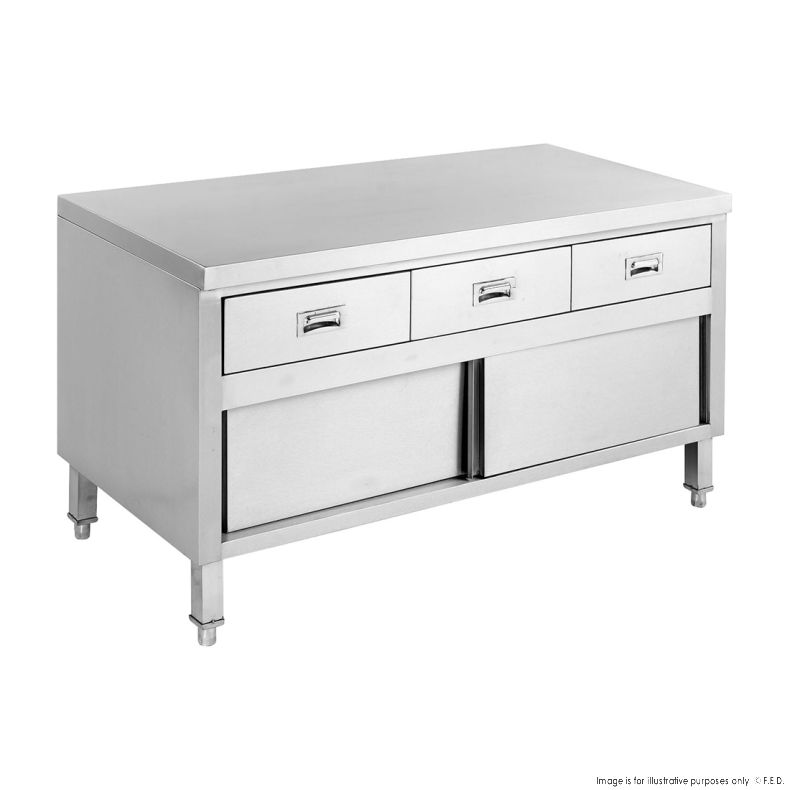 Modular System Bench Cabinet with 3 Drawers & Doors - SKTD6-1500