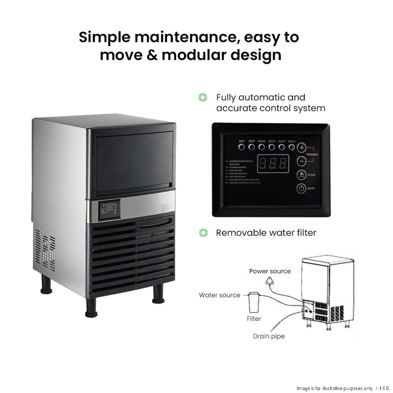 Blizzard Under Bench Ice Maker - Air Cooled - SN-120P with control panel and removable water filter features