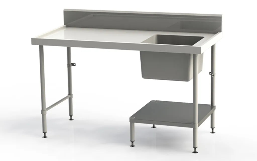 Simply Stainless Undercounter Dishwash Bench with Splashback