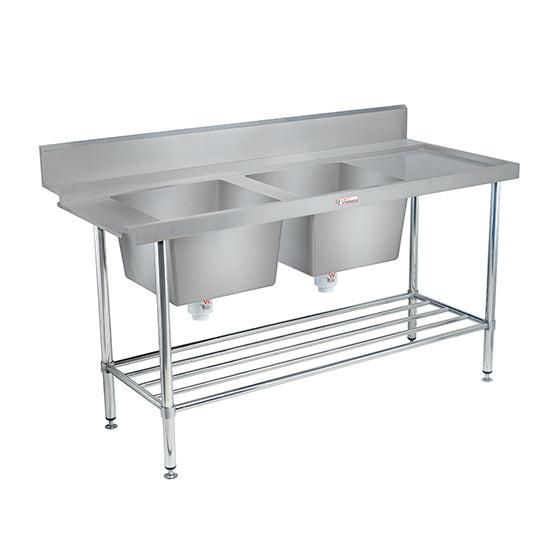 Simply Stainless 1650mm wide Double Sink Dishwasher Inlet Bench