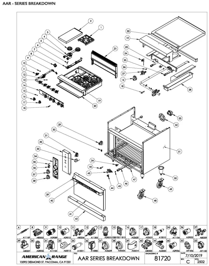 American Range 36" Oven Range AAR.2B.24G.N