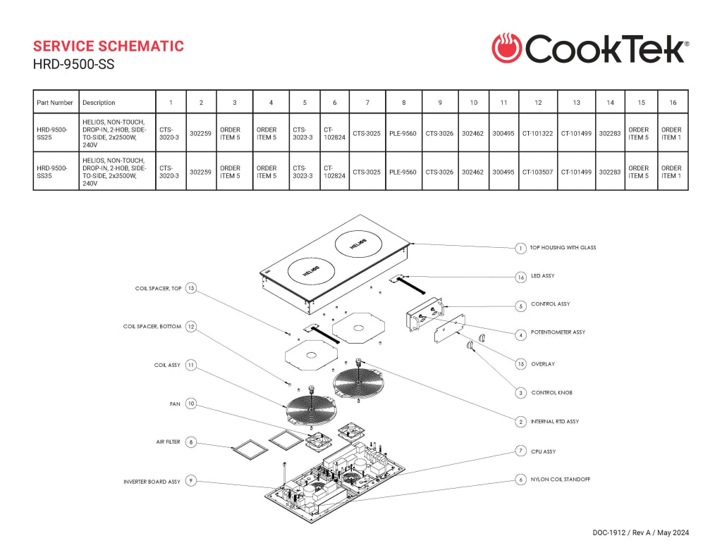 CookTek Helios Dual Hob Side by Side Drop-In Induction Cooktop 10 Amp