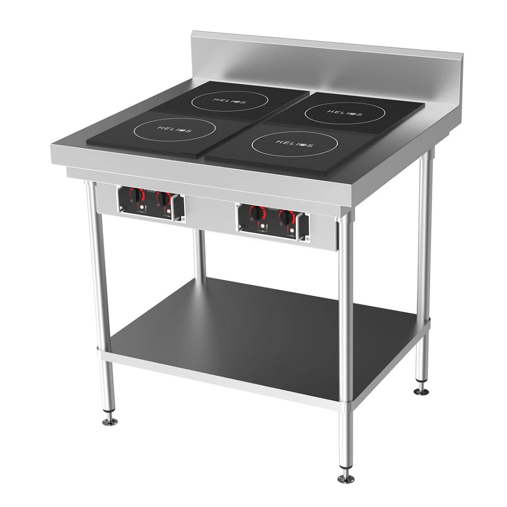 CookTek Helios 900mm wide Freestanding Bench with 2 x Drop-in Front to Back Dual Hob Induction Cooktop