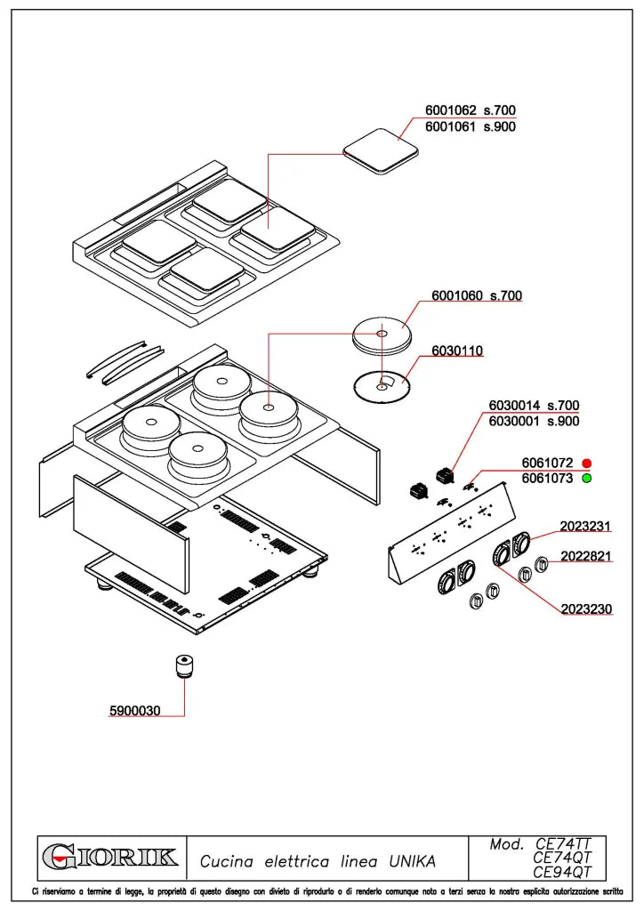 Giorik 700 Series 4 zone (round) Electric Boiling Top