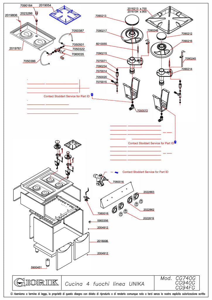 Giorik 700 Series 4 Burner Gas Boiling Top on Open Base CG740GT.N