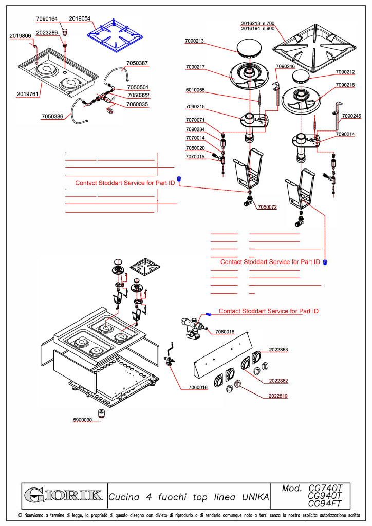 Giorik 700 Series 4 Burner Gas Boiling Top CG740TT.N