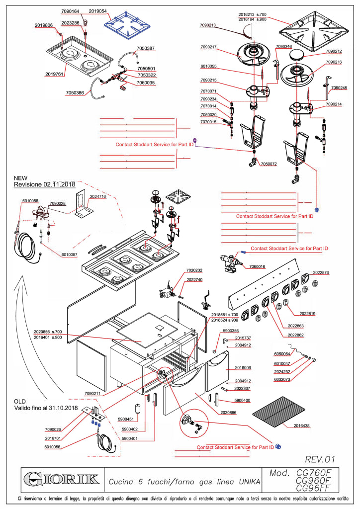Giorik 900 Series 6 Burner Gas Range on Gas Oven CG960FT.N