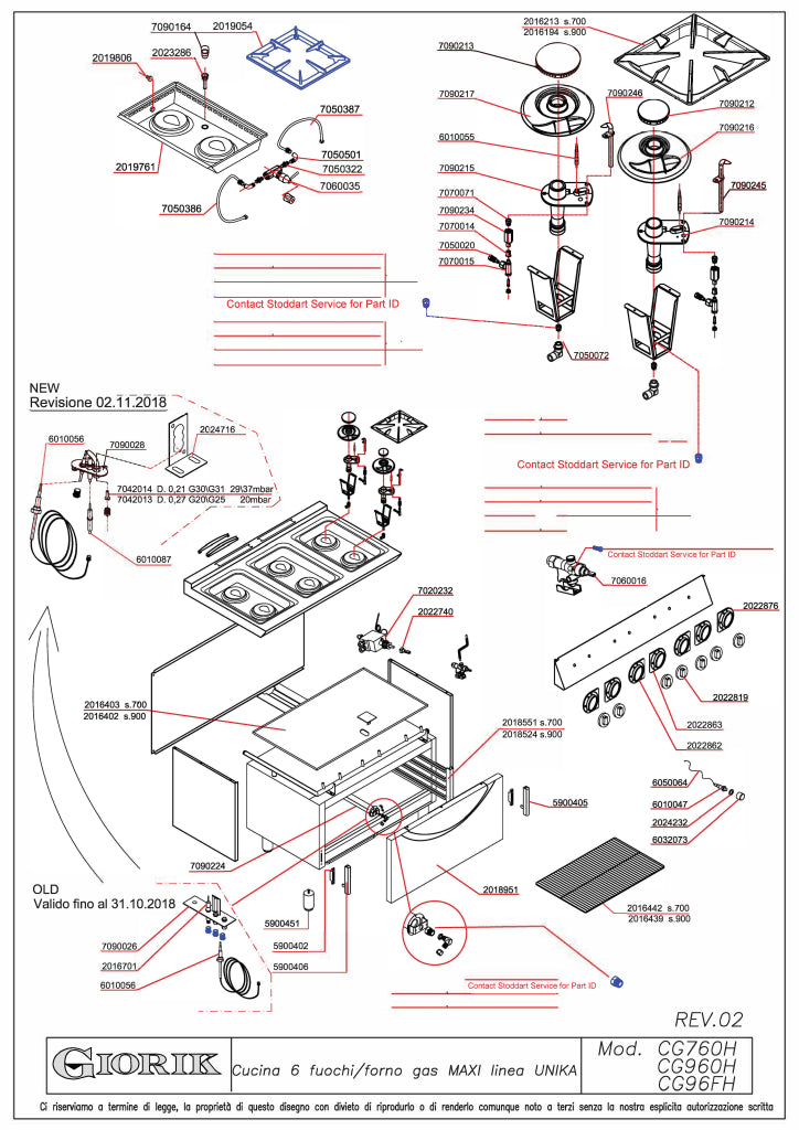 Giorik 700 Series 6 Burner Gas Range on MAXI Gas Oven CG760HT.N