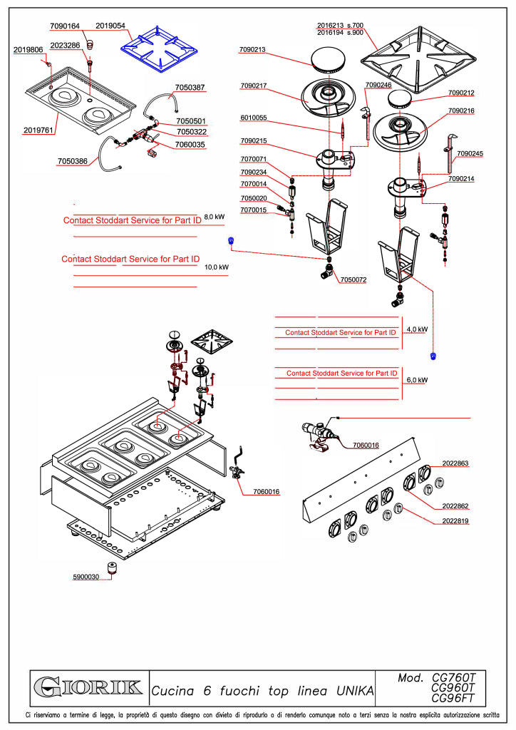Giorik 700 Series 6 Burner Gas Boiling Top CG760TT.N