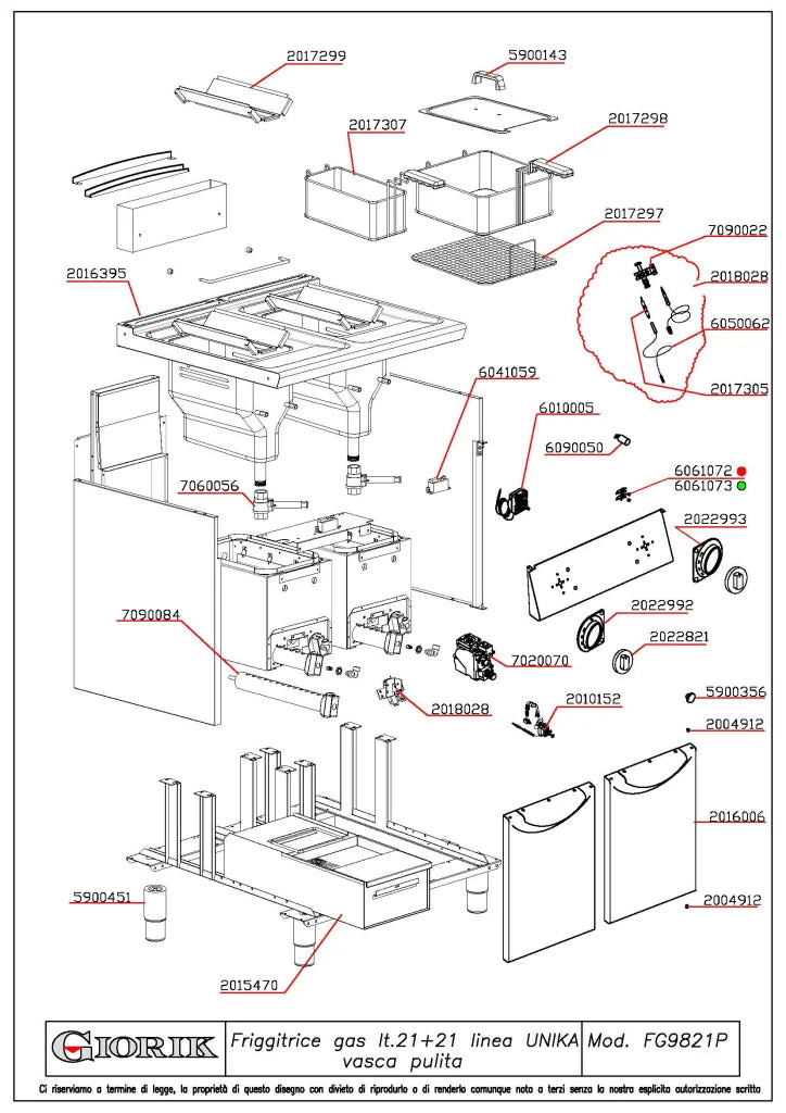 Giorik 900 Series 800mm Gas Double Pan 21L + 21L Fryer FG9821PT.N