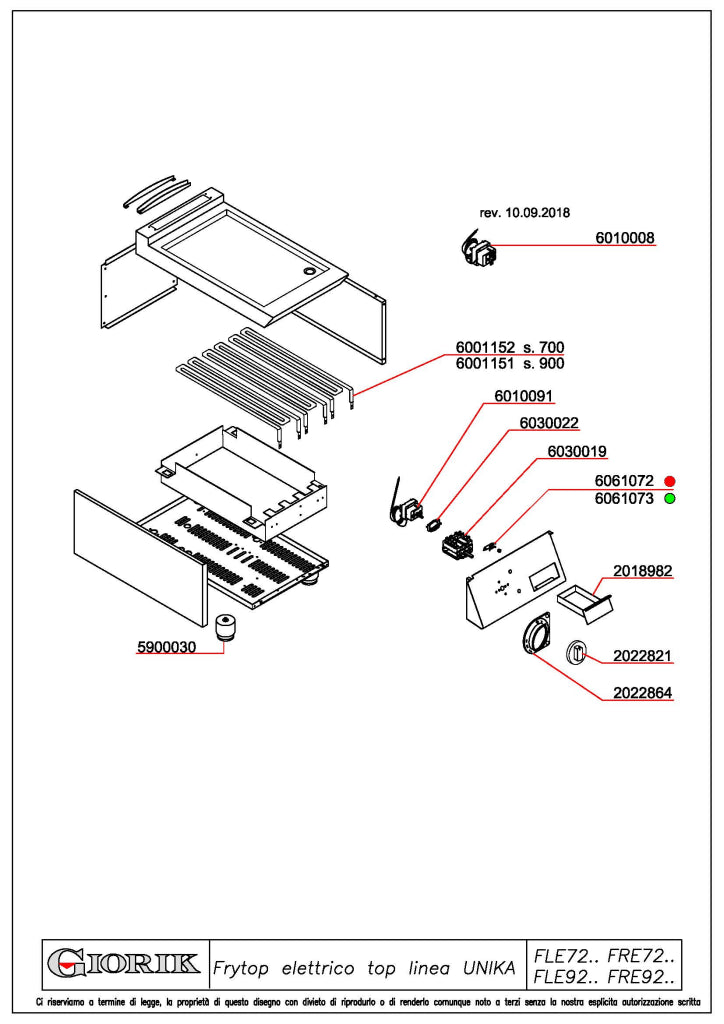 Giorik 700 Series 400mm wide Smooth Mild Steel Electric Frytop FLE72TFT