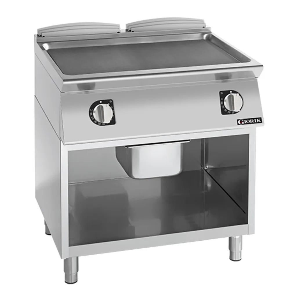 Giorik 700 Series 800mm wide Smooth Mild Steel Electric Frytop on Open Base FLE741GFT