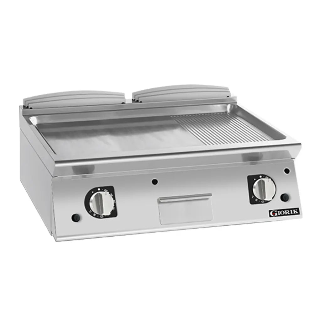 Giorik 700 Series 800mm wide 1/3 Ribbed 2/3 Smooth Satin Chrome Plate Gas Frytop FMG741TCRXT.N