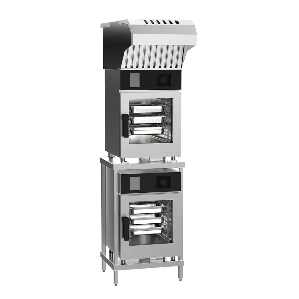 Giorik Stacked 6 on 6 Mini Touch Electric Combi Ovens with Reverse Osmosis & Hood