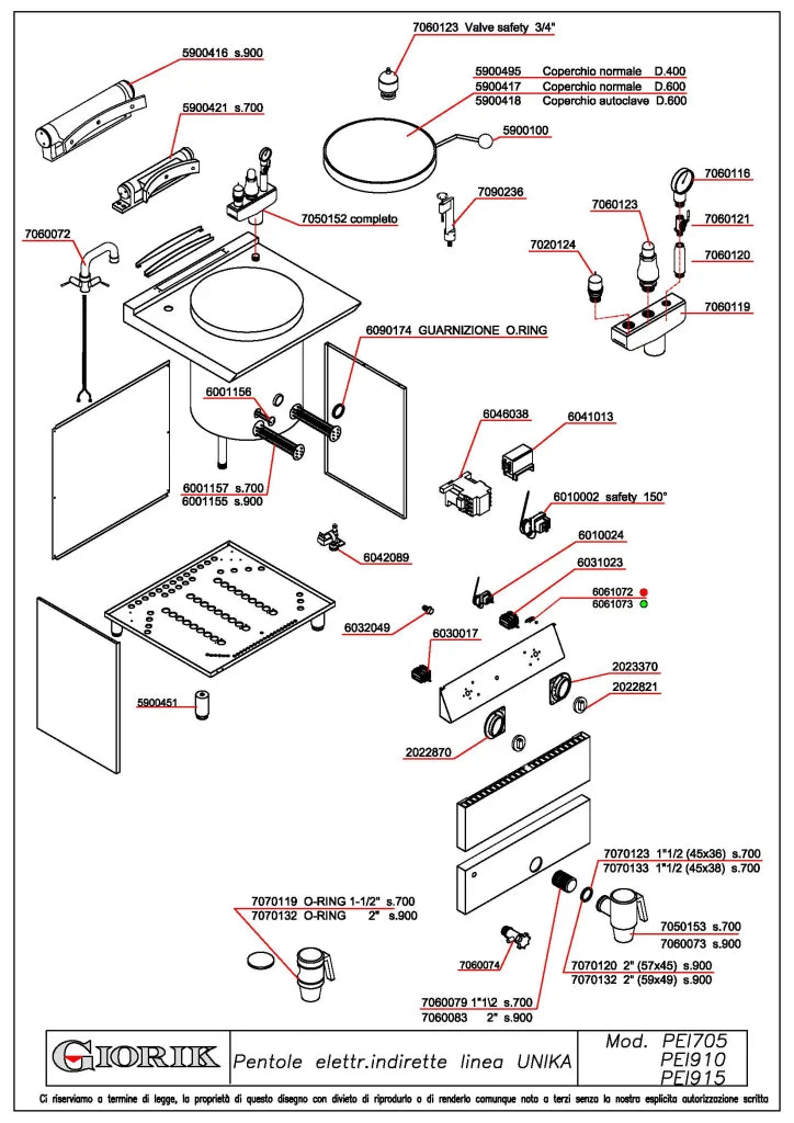 Giorik 900 Series 150L Electric Boiling Pan with indirect heating PEI915T