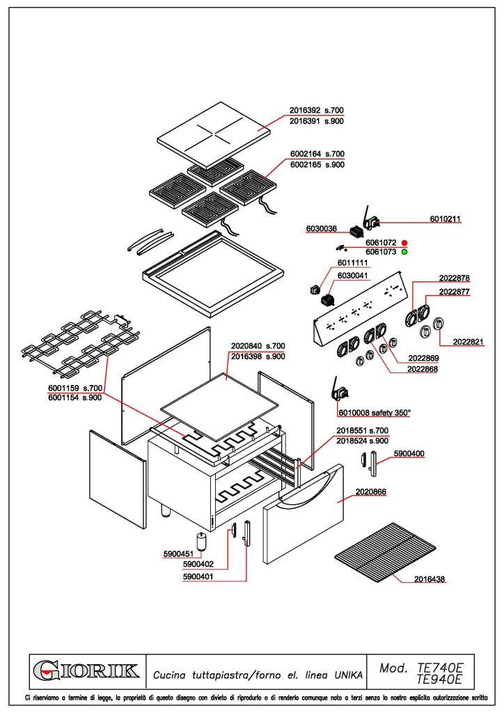 Giorik 700 Series 800mm wide Electric Solid Top on Electric Oven TE740ET
