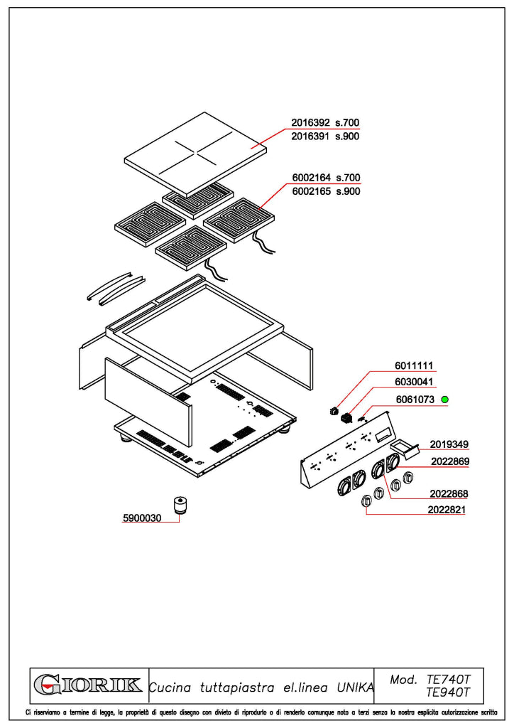 Giorik 700 Series 800mm wide Electric Solid Top TE740TT