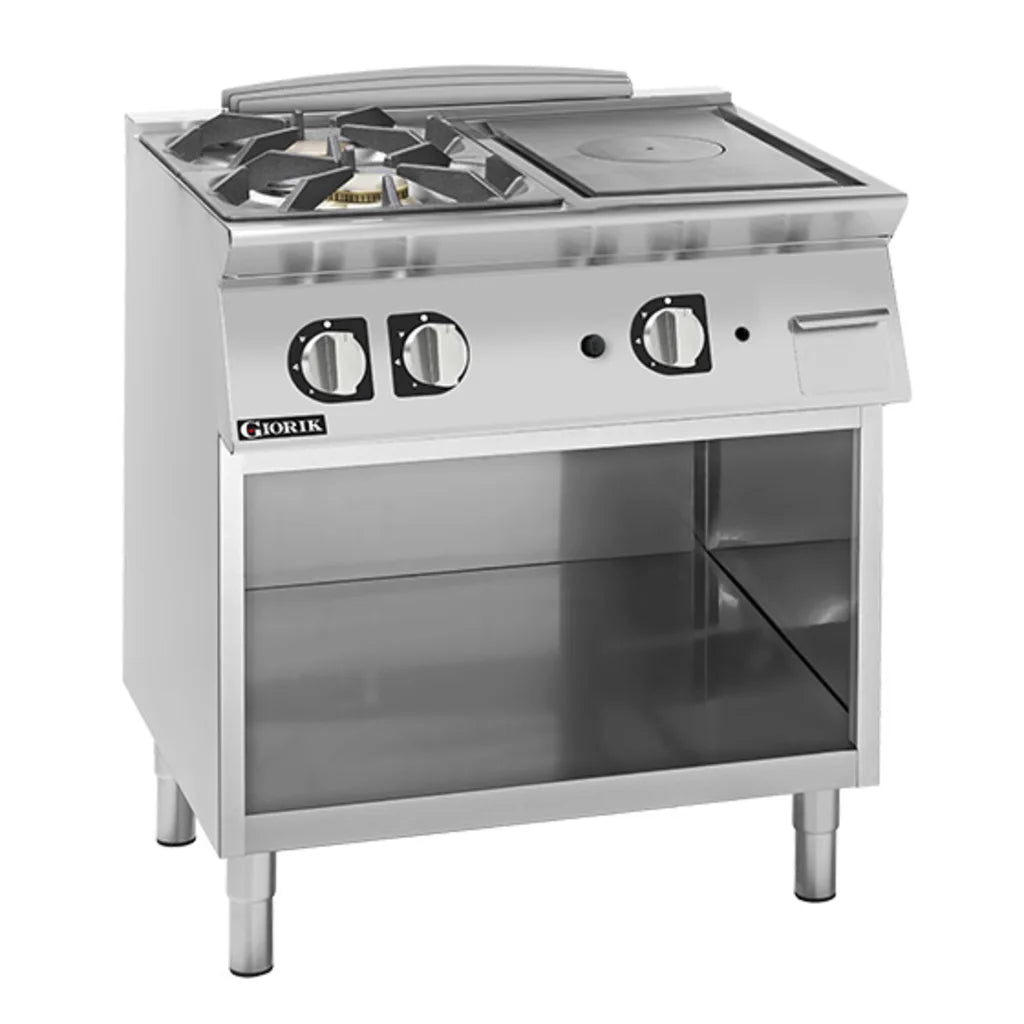 Giorik 700 Series 800mm wide Combination Solid Top and Gas Burner on Open Base TG74GTLT.P