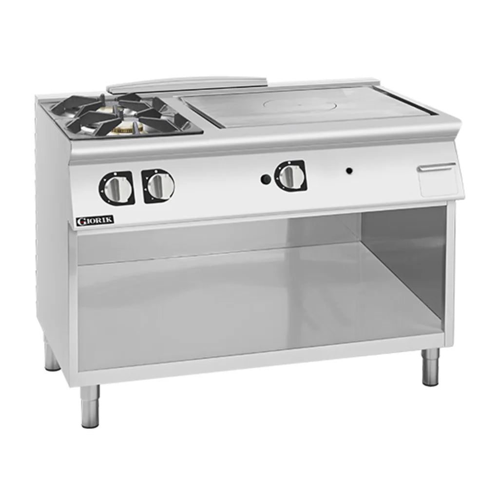Giorik 700 Series 1200mm wide Combination Solid Top and Gas Burner on Open Base TG76GTLT.P