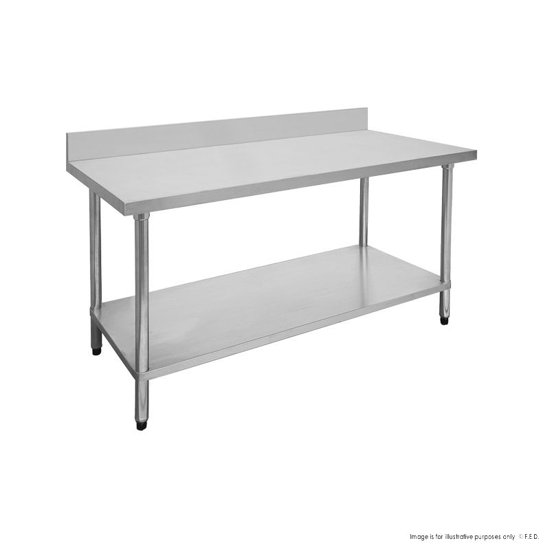 0600-6-WBB Economic 304 Grade Stainless Steel Table with splashback  600x600x900