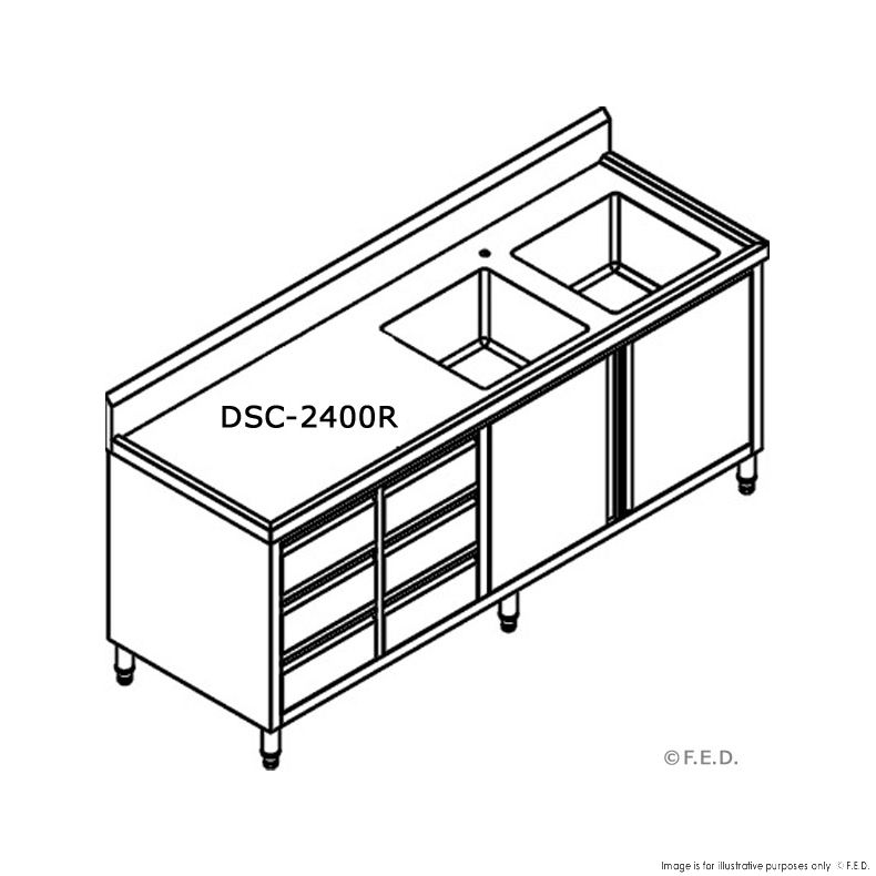 DSC-2400R-H KITCHEN TIDY CABINET WITH DOUBLE RIGHT SINKS