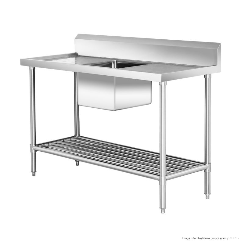 Single Centre Sink Bench & Pot Undershelf SSB6-1500C/A