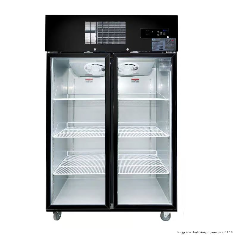 Thermaster SUCG1000B Double Door Upright Display Fridge (Black) 1000L 1220mm wide