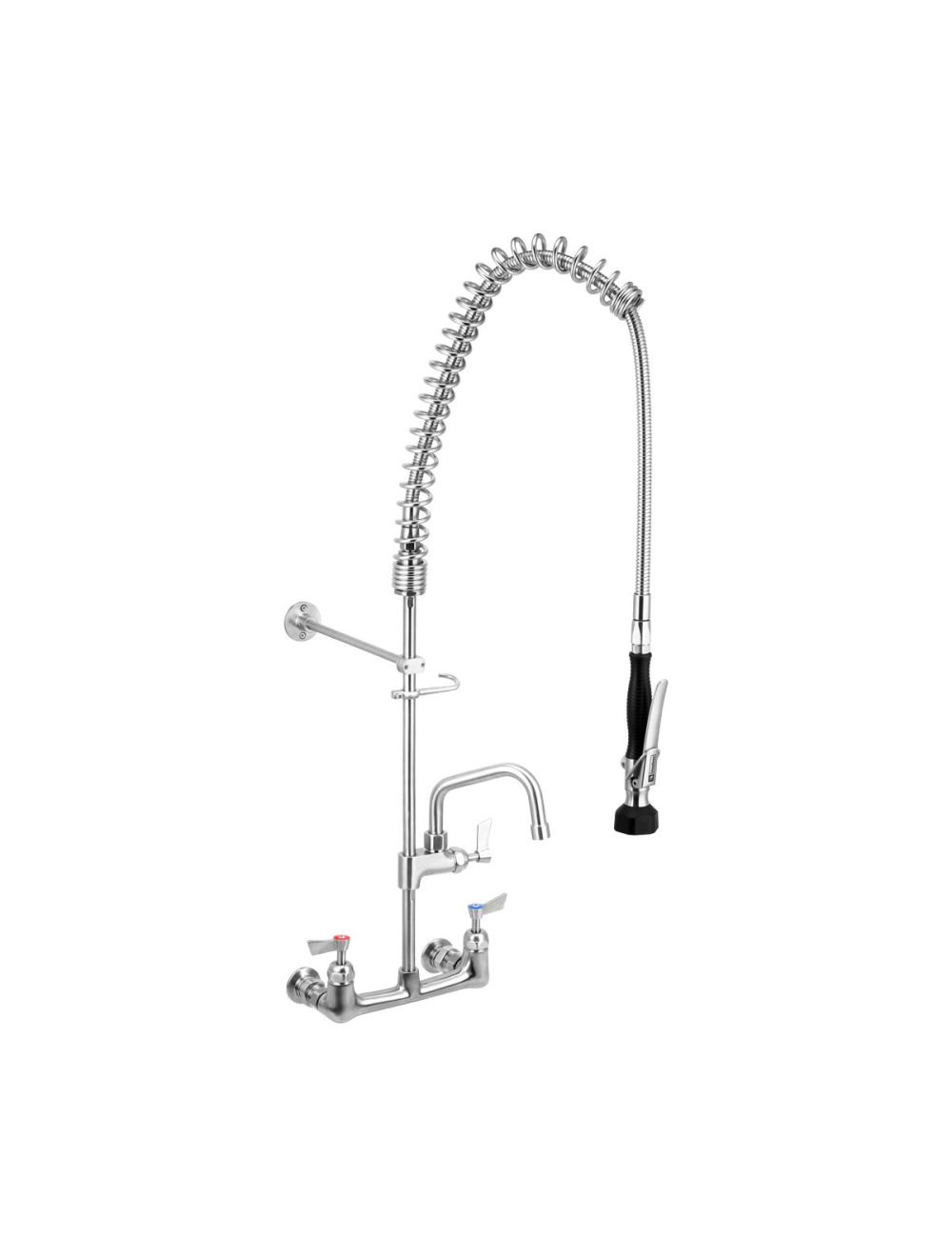 3monkeez T-3M53449 Stainless Steel Exposed Wall Mounted Pre-Rinse Unit With Pot Filler - 6”