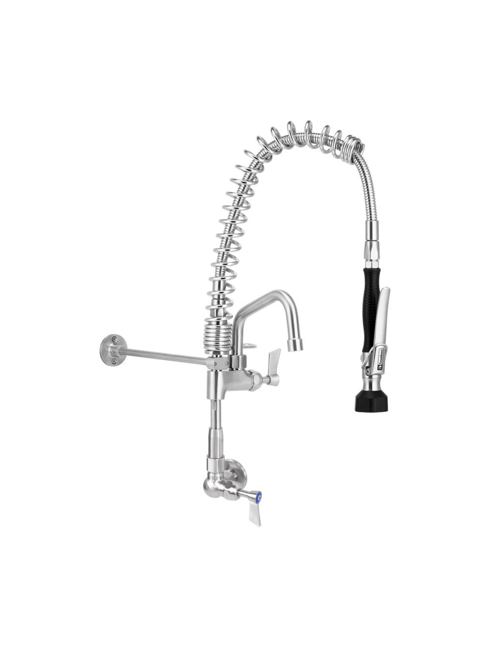 3monkeez T-3M53706-C Compact Stainless Steel Single Wall Mount Pre-Rinse with 6" Pot Filler