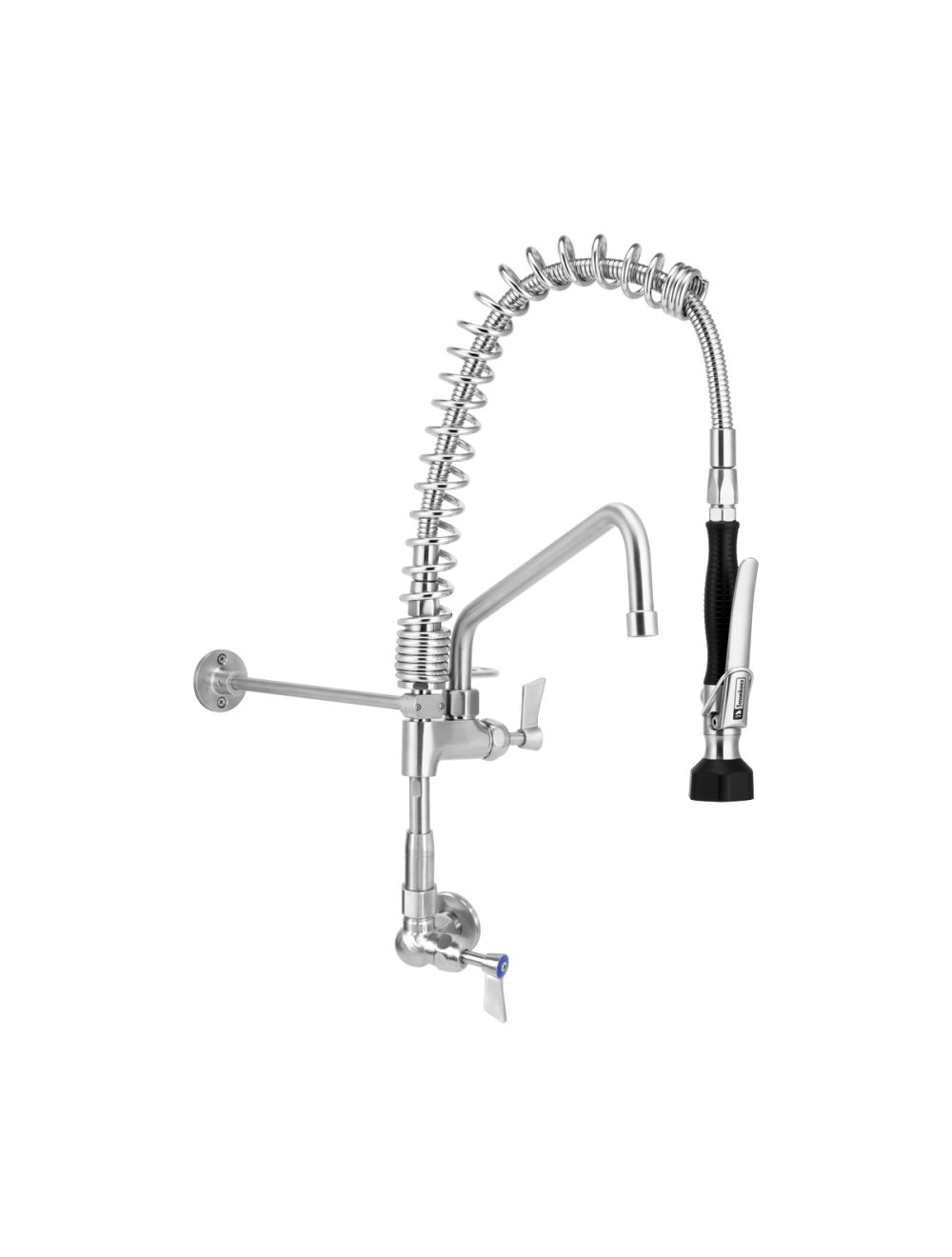 3monkeez T-3M53712-C Compact Stainless Steel Single Wall Mount Pre-Rinse with 12" Pot Filler