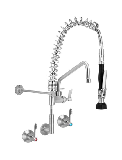 3monkeez T-3M53822-C Compact Stainless Steel Wall Stops And Elbow Pre Rinse Unit With 12