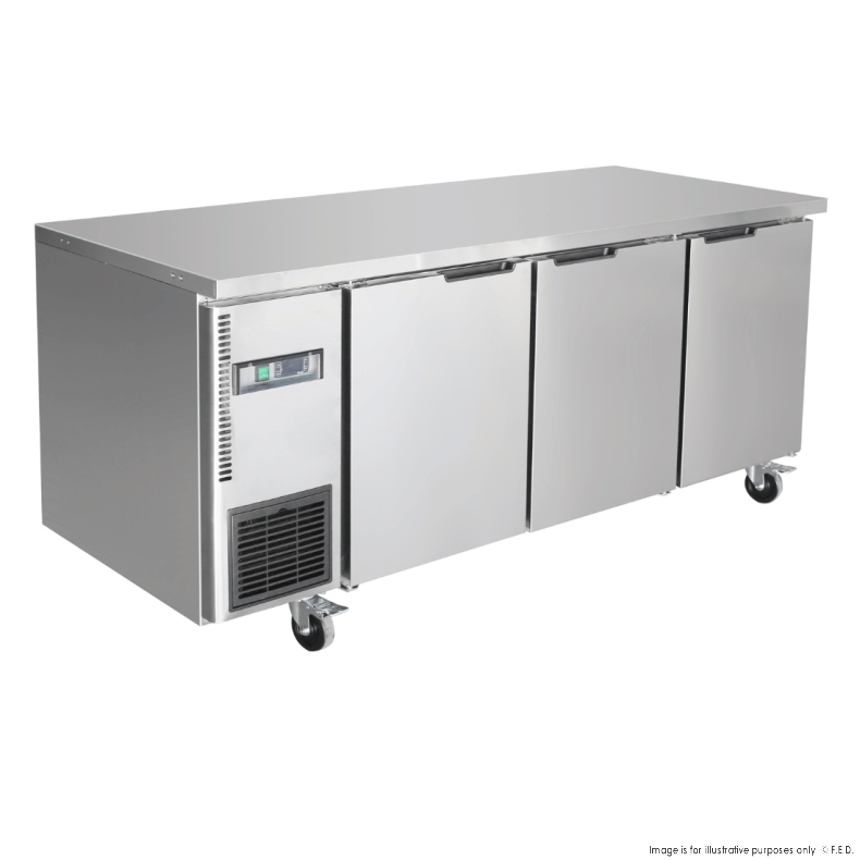 Thermaster Stainless Steel Triple Door Workbench Fridge - TS1800TN-3D - Catering Sale