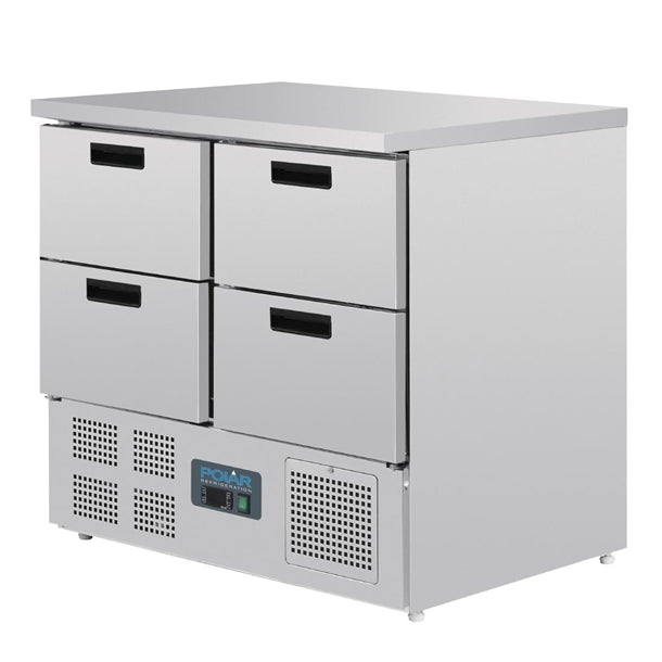 Polar G-Series 4 Drawer Counter Fridge 240Ltr - 155W. Total usable capacity: 130 Ltr. R600a