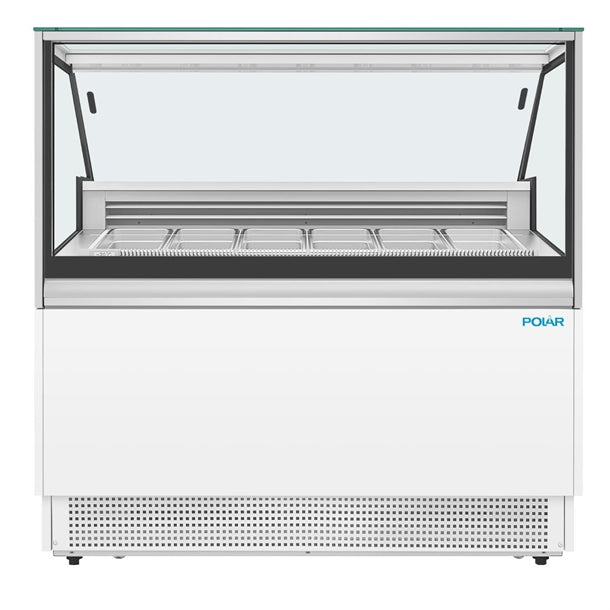Polar U-Series 6 Pan Ice Cream Serve Over Cabinet Freezer - 880W | Capacity: 6x 1/3GN or 6 Napoli pans