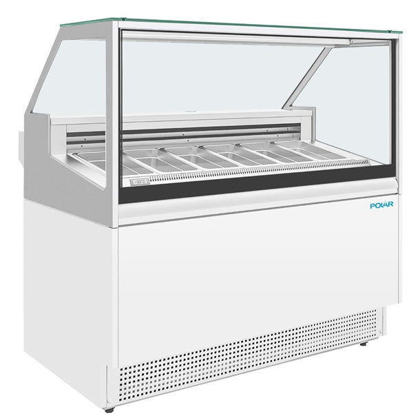 Polar U-Series 6 Pan Ice Cream Serve Over Cabinet Freezer - 880W | Capacity: 6x 1/3GN or 6 Napoli pans