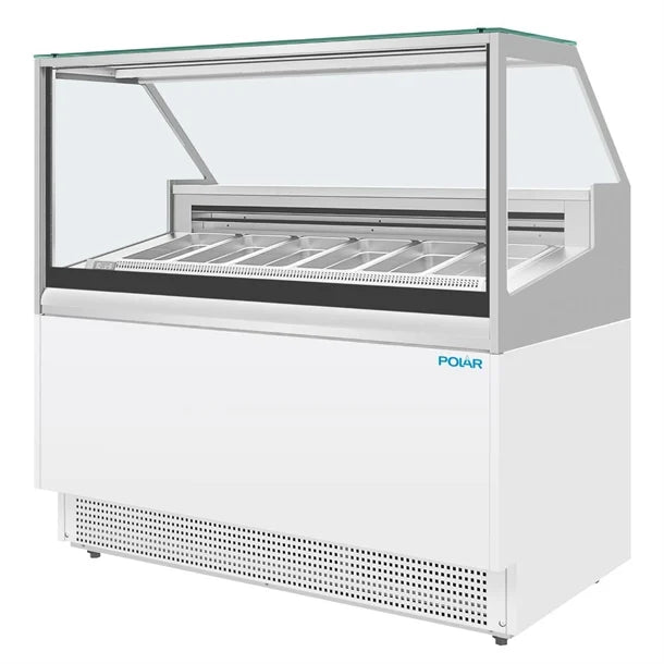 Polar U-Series 6 Pan Ice Cream Serve Over Cabinet Freezer - 880W | Capacity: 6x 1/3GN or 6 Napoli pans