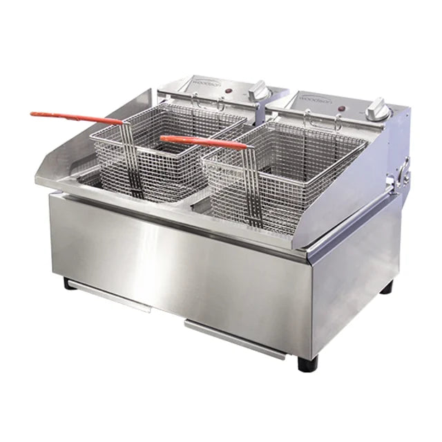 Woodson W.FRT80 Double Pan Fryer with 2 x 8 litre Pans - 2x 3.2kW 550mmW