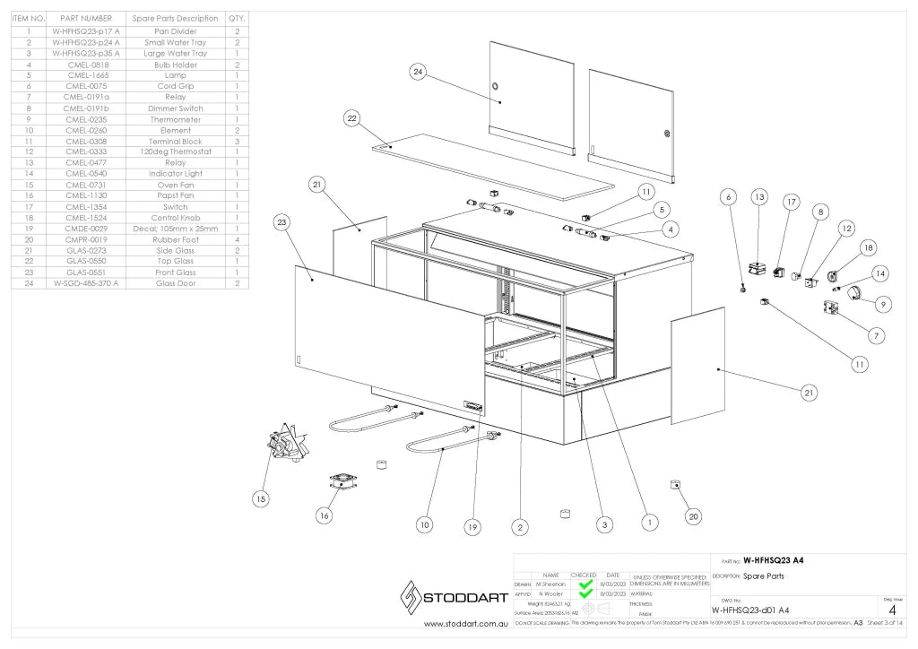 Woodson 3 Module Heated Square Glass Chicken Display W.HFHSQ23