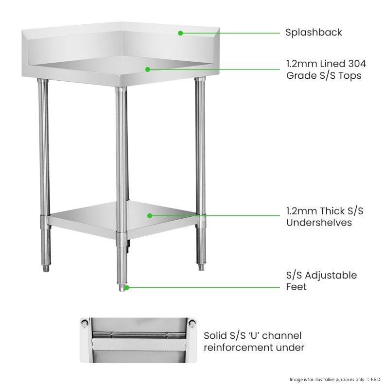 WBCB6-0600/A - Corner Workbench with 150mm Splashback & Undershelf