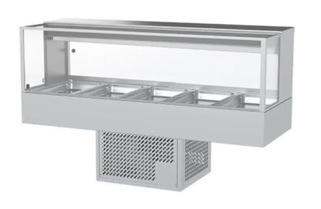 Woodson / WR.CFSQ25 / 2 Rows, 5 Bays Cold Food Display (Square Glass, 10A) - 0.84kW / 230Kg / W1680x D608 x H660 / 1Y Warranty