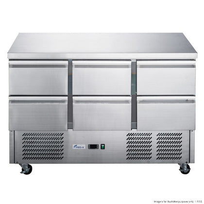 FED-X XGNS1300-6D Six Drawer Compact Workbench Fridge 368L 1368mmW