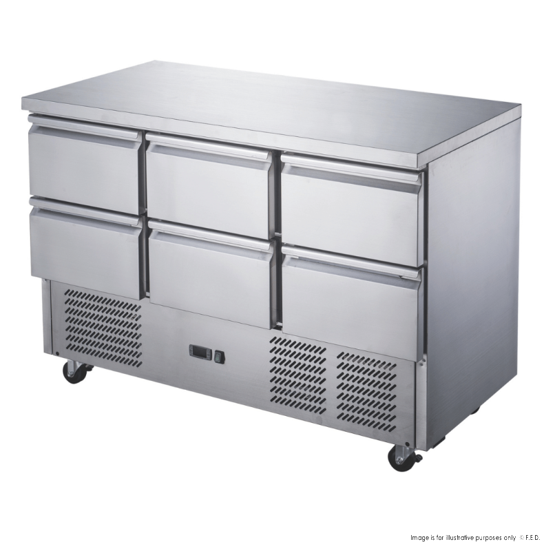 FED-X Six Drawer Salad Prep Fridge XGNS1300D-6D
