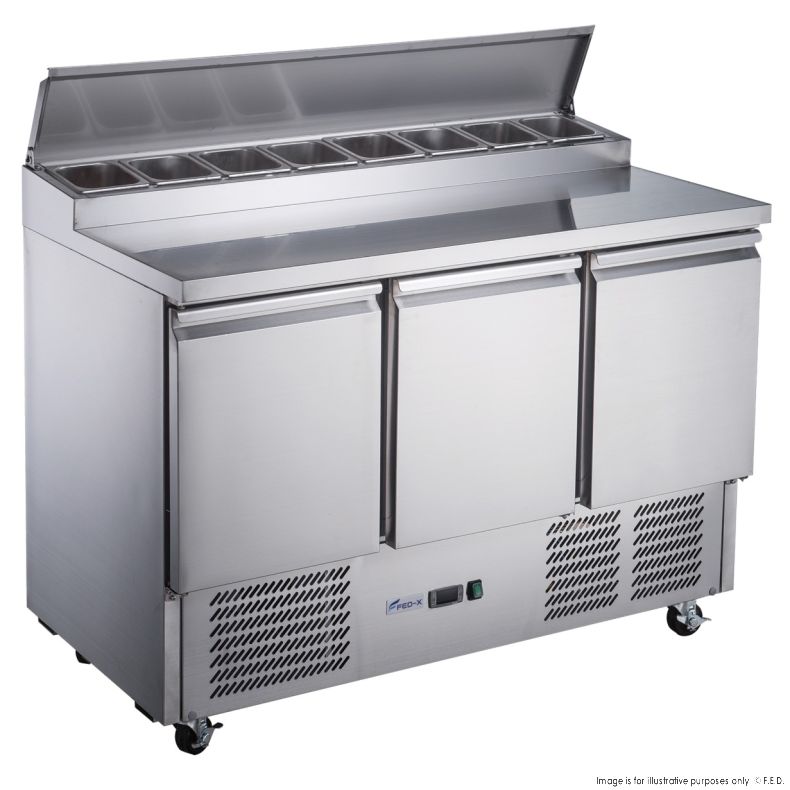 FED-X Three Door Salad Prep Fridge - XGNS1300D