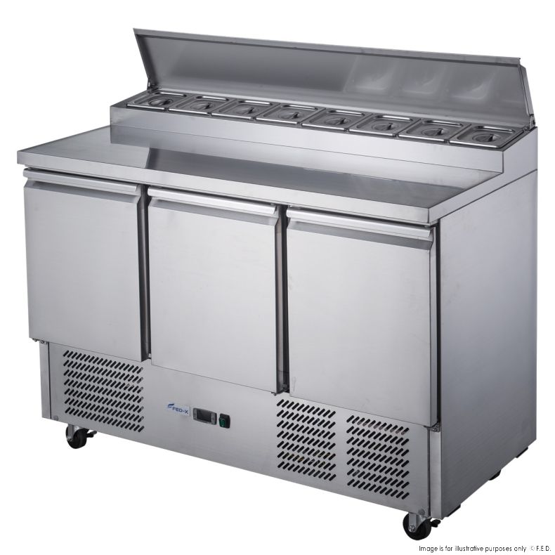 FED-X Three Door Salad Prep Fridge - XGNS1300D