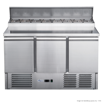 Thermaster GNS1300D Three Door Compact Salad Prep Top 7 × 1/3 GN Pans, 1370W