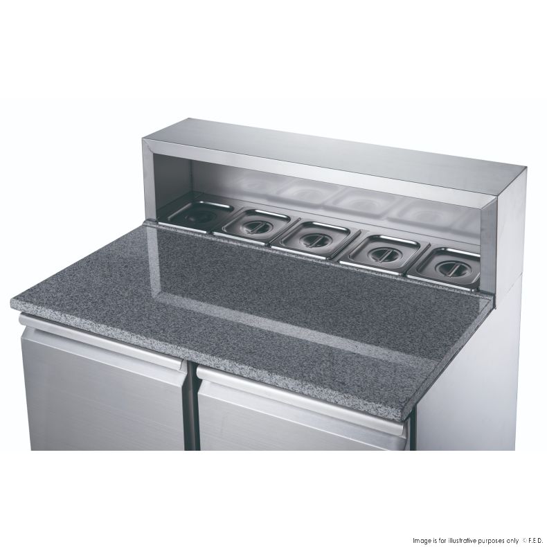 FED-X Two Door Salad Prep Fridge with Marble Top - XGNS900E - Catering Sale