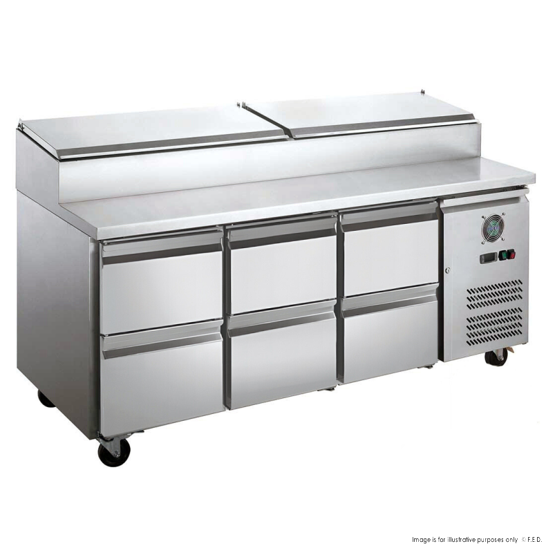 FED-X Six Drawer Salad Prep Fridge - XSS7C18S3V-6D - Catering Sale